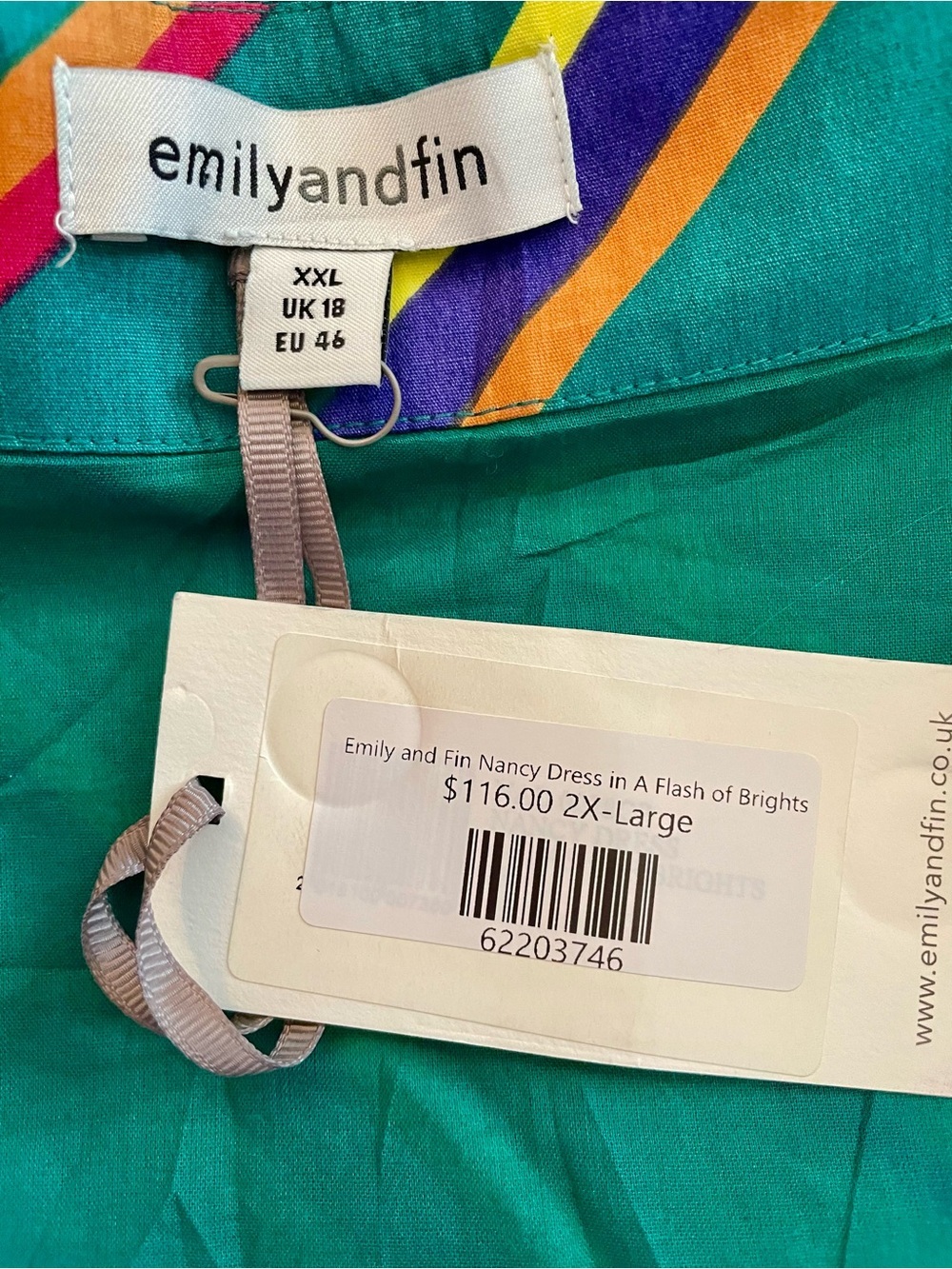 New Emily and Fin Green Striped Fit and Flair Midi Dress - Picture 6 of 9